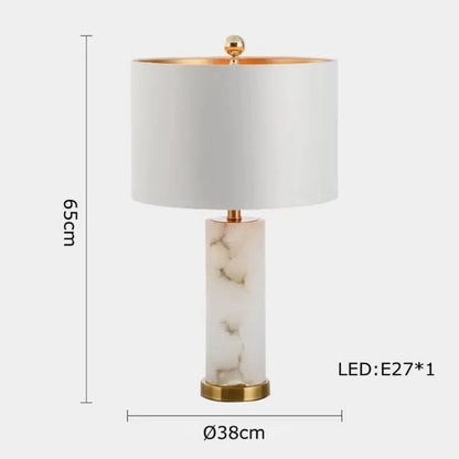 Classy Oriental Design Dimmable LED Desk Lamp Marble Fabric Textile