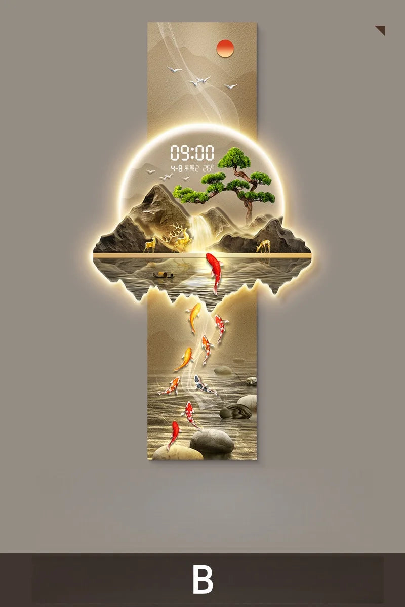 LED Display Wall Clock Lighting Fixtures