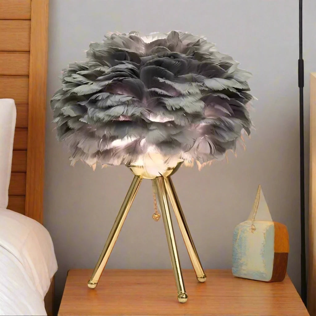 Modern Simple Feather LED Table Lamp Royal Lights & Home Decor