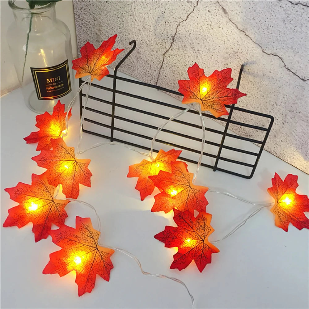 Artificial Maple Leaf Lantern LED Lights String