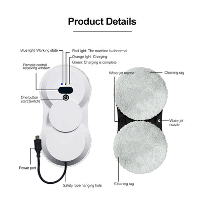Robot Electric Automatic window cleaning Robotic vacuum cleaner, with remote control