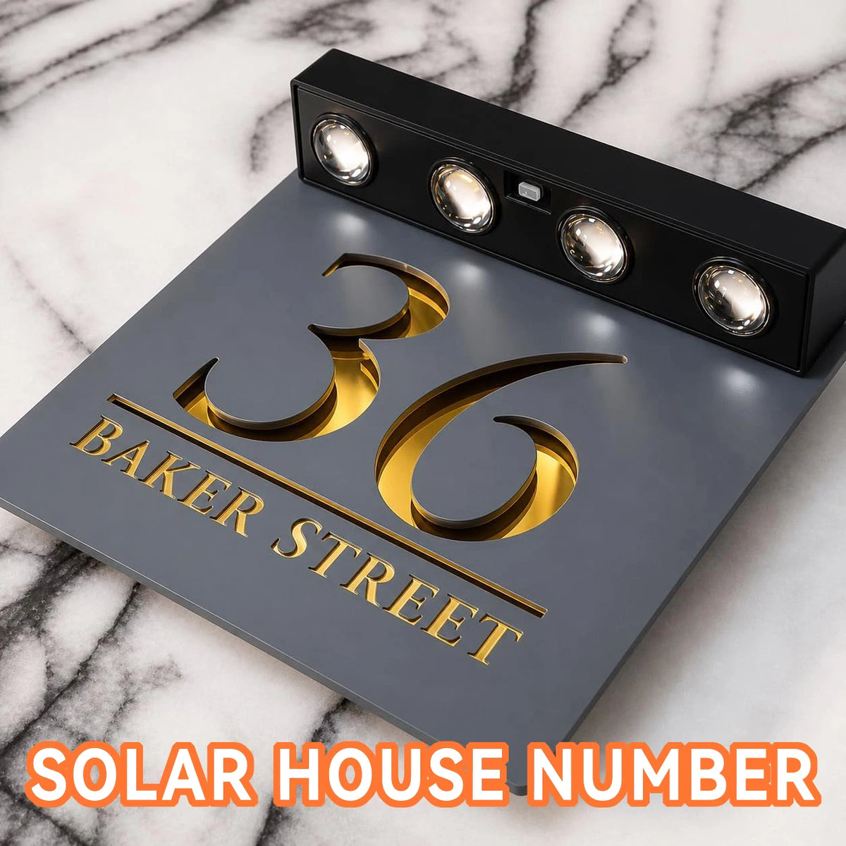 Outdoor Solar Light House Number Signs Acrylic Plaque Personalized Exterior