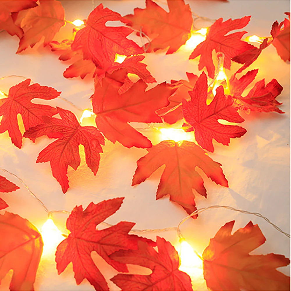 Artificial Maple Leaf Lantern LED Lights String