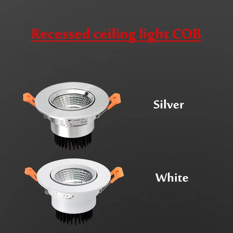 Silver Body Round COB LED Recessed Downlight 10pcs