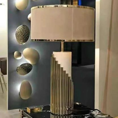 Designer's Luxury LED Desk Lamp Marble Fabric Lampshade