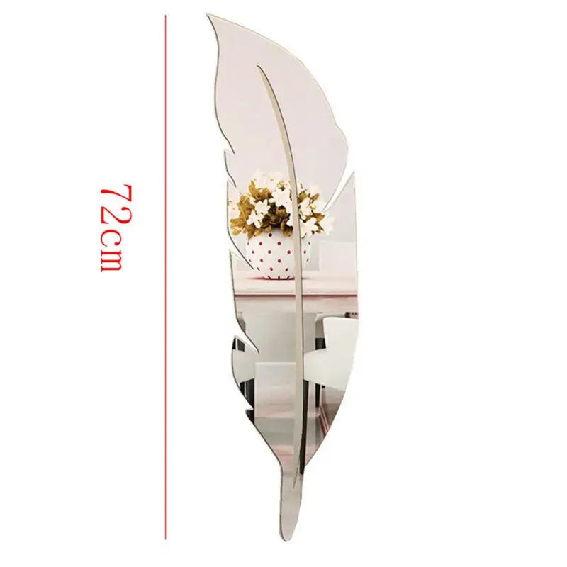 Large Feather Plume 3D Mirror Wall Sticker - Royal Lights & Home Decor