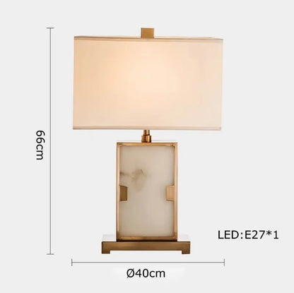 Classy Oriental Design Dimmable LED Desk Lamp Marble Fabric Textile