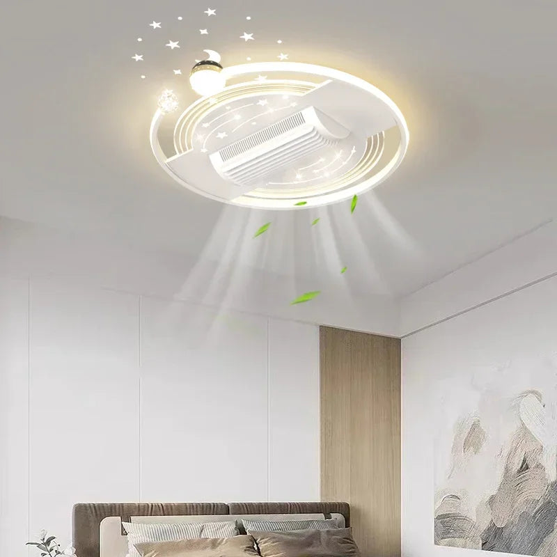 Starry Sky Leaf Free Fan Ceiling Light