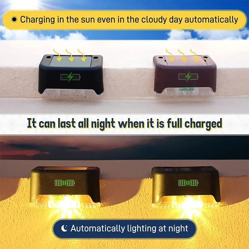 Warm White LED Solar Step Lamp Royal Lights & Home Decor