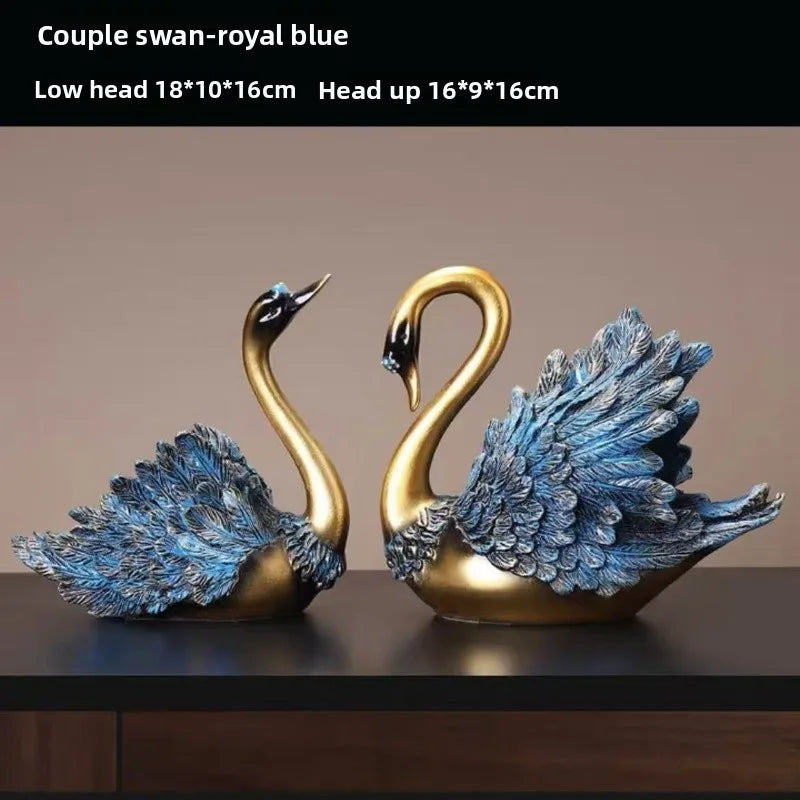 Luxury 2PCS/set Couple Swan Sculpture