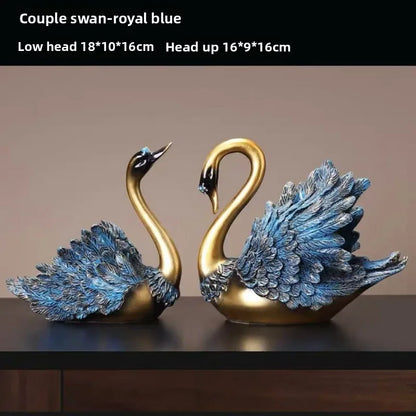 Luxury 2PCS/set Couple Swan Sculpture