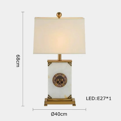 Classy Oriental Design Dimmable LED Desk Lamp Marble Fabric Textile
