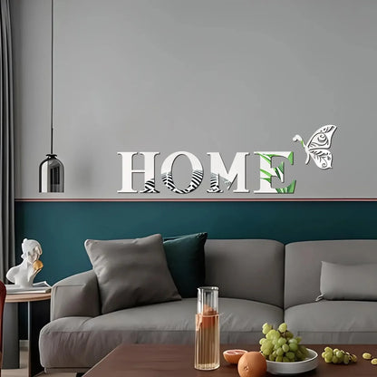 HOME Home Logo 3D Mirror Wall Sticker, Entrance Decoration