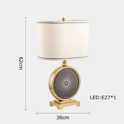 Classy Oriental Design Dimmable LED Desk Lamp Marble Fabric Textile