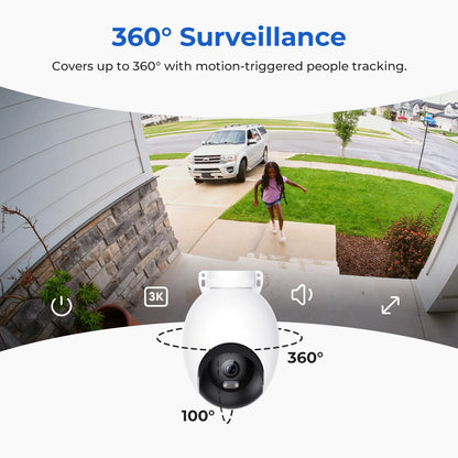 360° View WiFi 6 Camera for Home Security 24/7 Recording Auto-Tracking