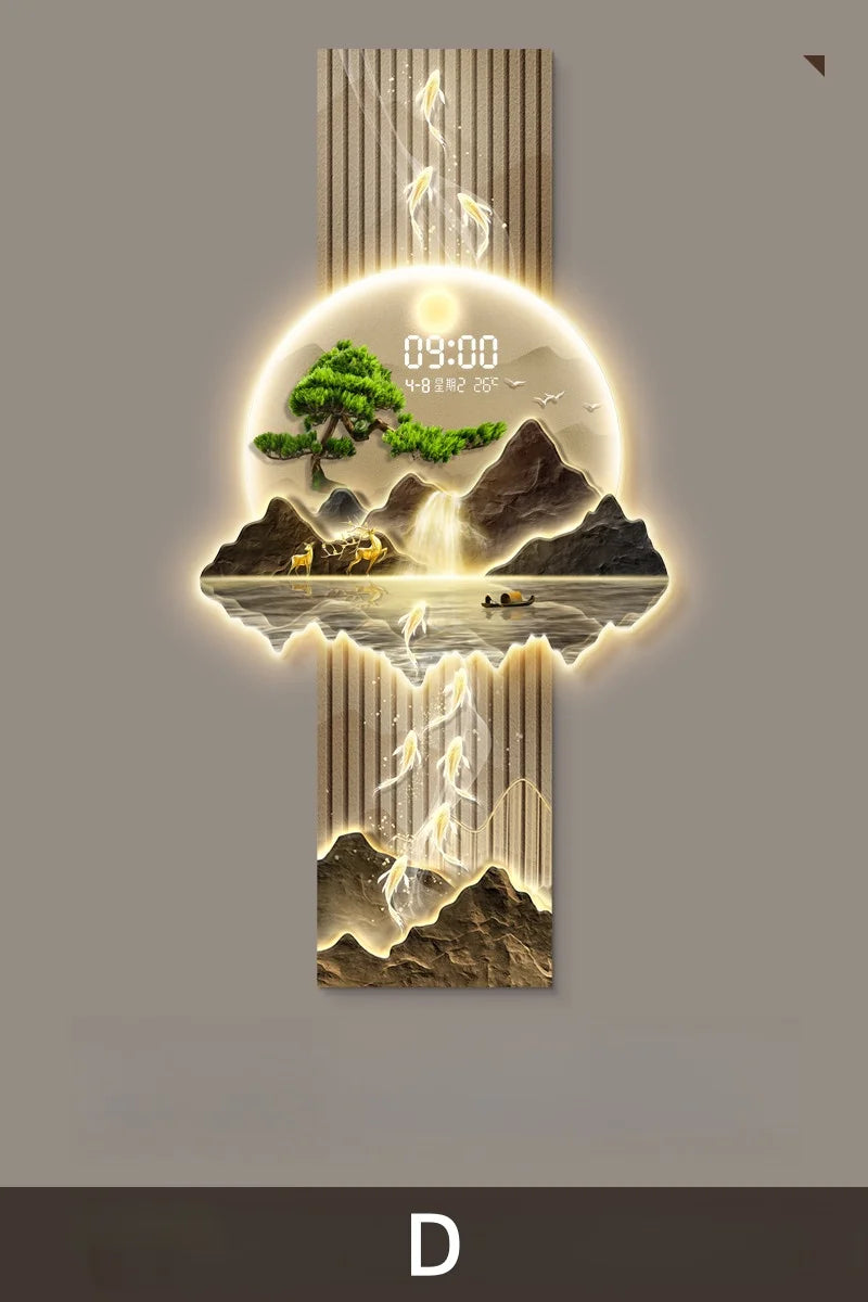 LED Display Wall Clock Lighting Fixtures