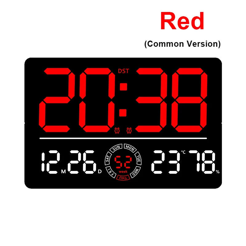 Large Digital Wall Clock 10 Brightness Adjustment Dual Alarm LED Clocks