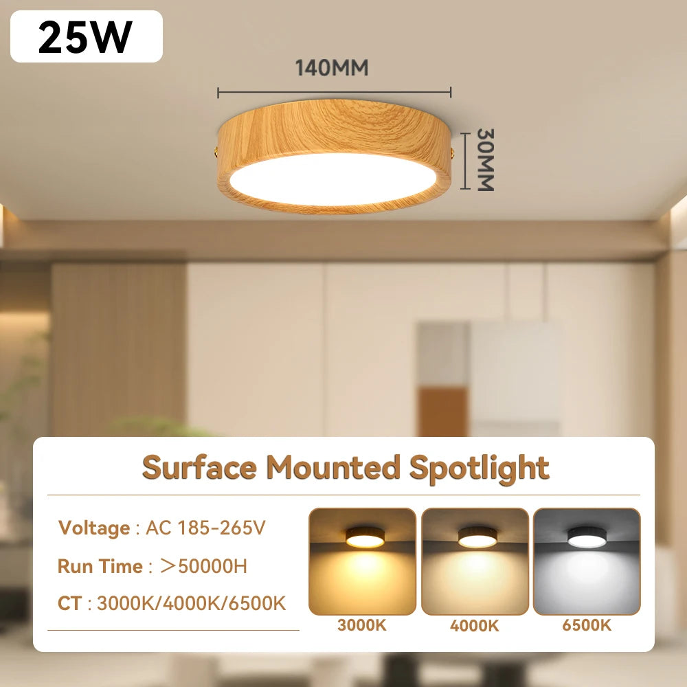 Downlight Wooden Ceiling Lamp 220V Indoor Decor Lamps
