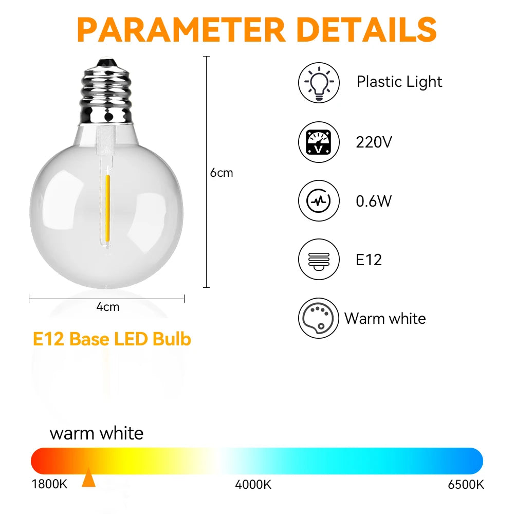 White Cable G40 String Light