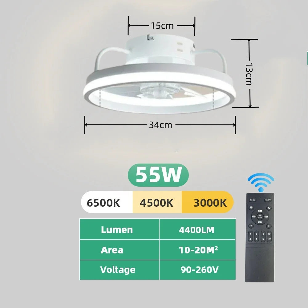 Compact 34cm Ceiling Fan with Light