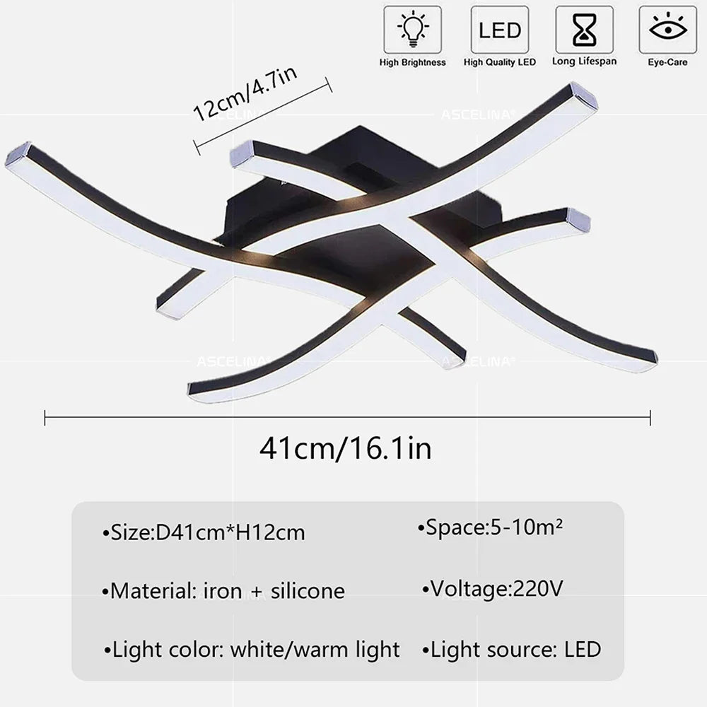 Modern LED Ceiling Light Long Wave Lamp