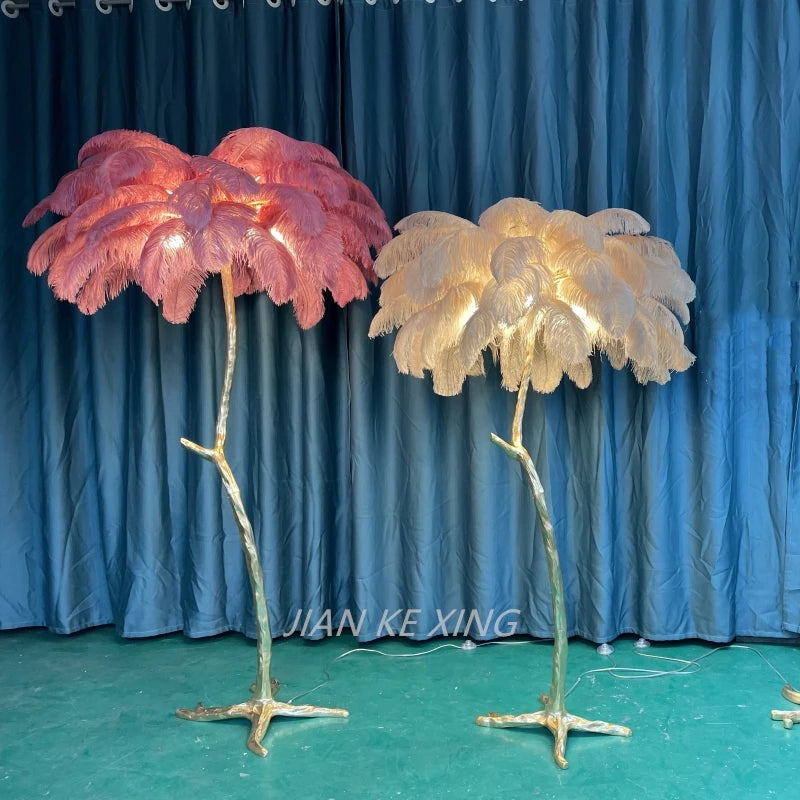 Ostrich Feather Floor Lamp for Living Room Royal Lights & Home Decor