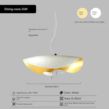 Modern Curved Chandeliers French Hat Art Design Eye Protection LED