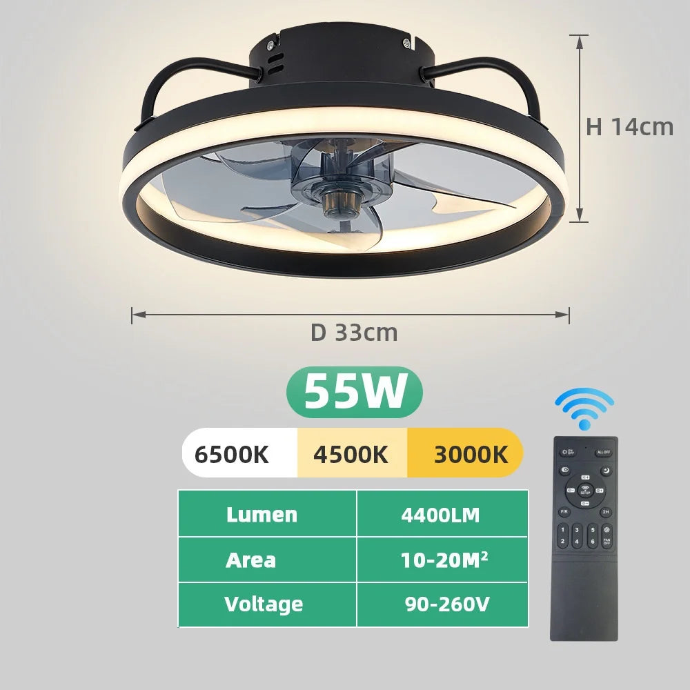Compact 34cm Ceiling Fan with Light