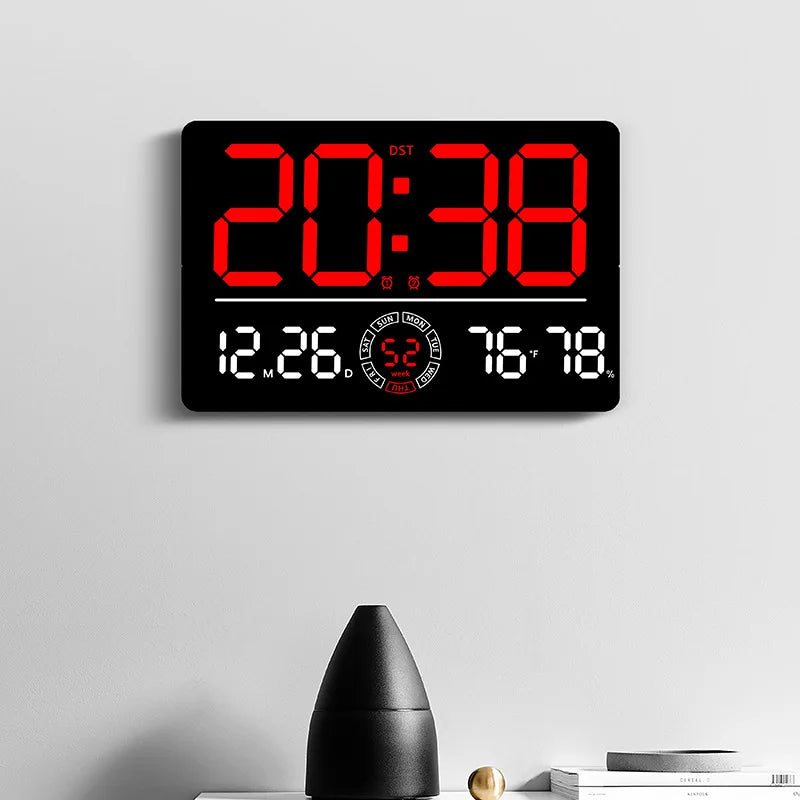 Large Digital Wall Clock 10 Brightness Adjustment Dual Alarm LED Clocks