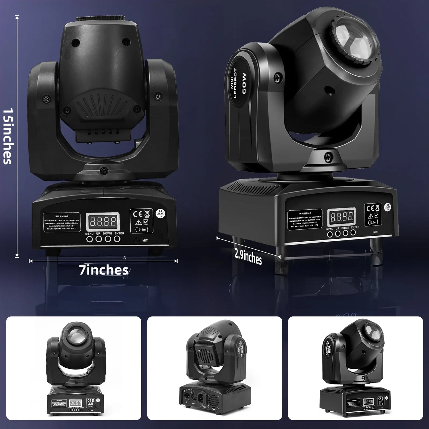2PCS 60W Mini LED DMX Gobo Moving Head Spot Light