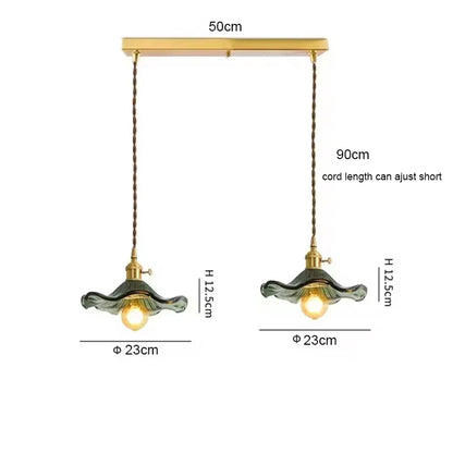 LED Pendant Light Fixture  Colorful Glass Copper Hanging Lamp