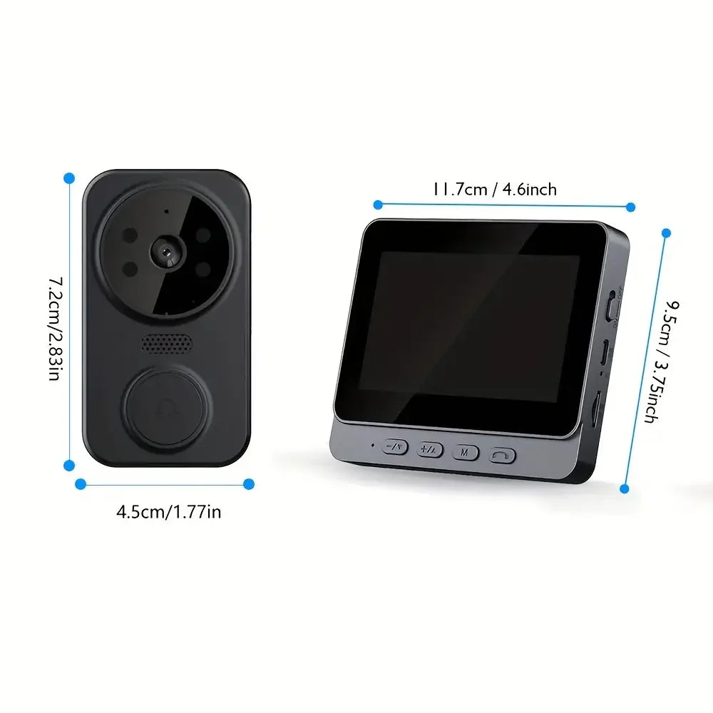 Two-Way Intercom HD Wireless Video Doorbell with 4.3'' IPS Screen