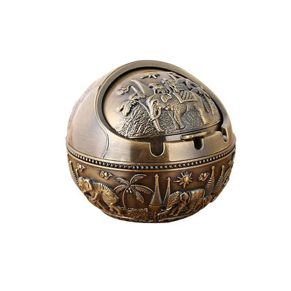 Zinc Alloy Ashtray Metal With Cover Anti-fall Windproof Ashtray