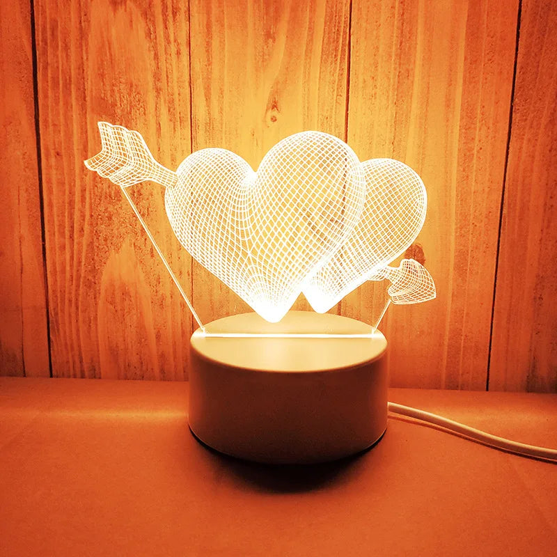 3D Acrylic Led Lamp Heart
