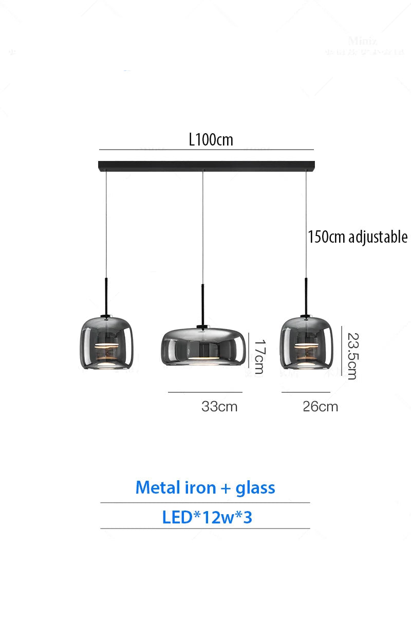 Luxury Designer Glass Chandelier with Adjustable Hanging Cord Elegant Cafe Lighting