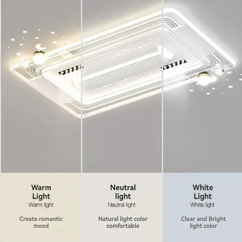 Starry Sky Leaf Free Fan Ceiling Light