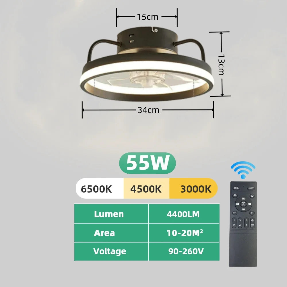 Compact 34cm Ceiling Fan with Light