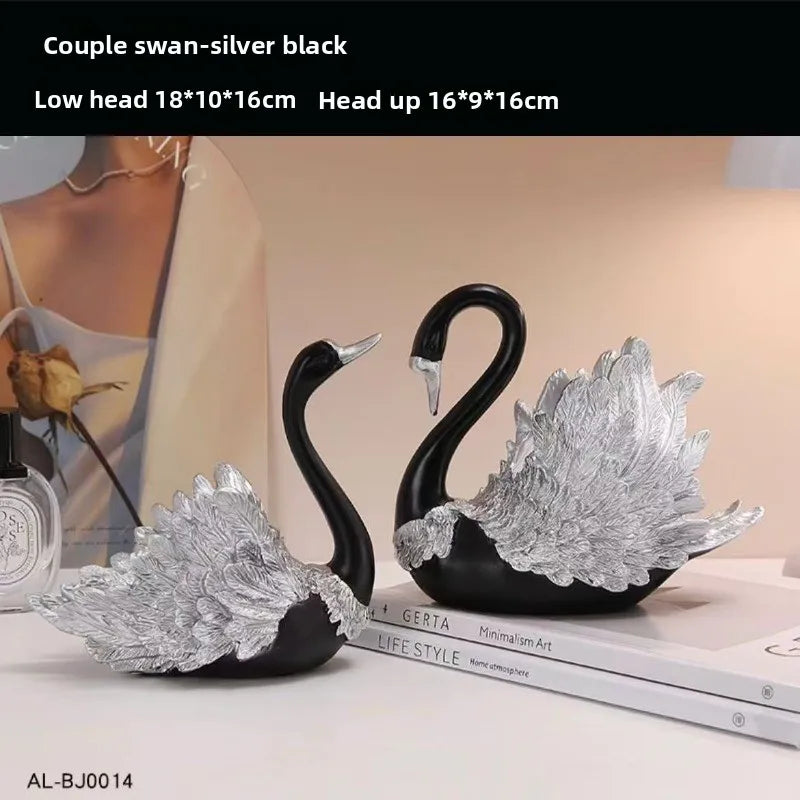 Luxury 2PCS/set Couple Swan Sculpture
