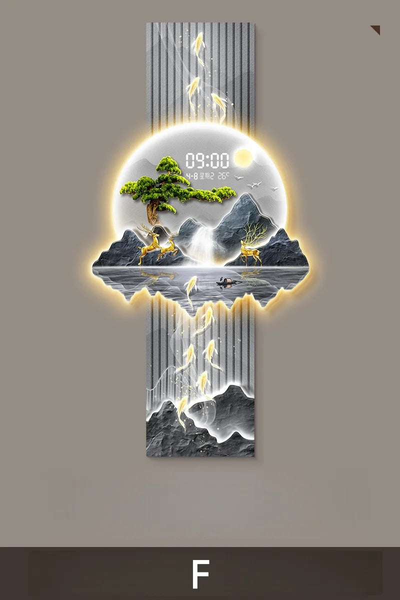 LED Display Wall Clock Lighting Fixtures