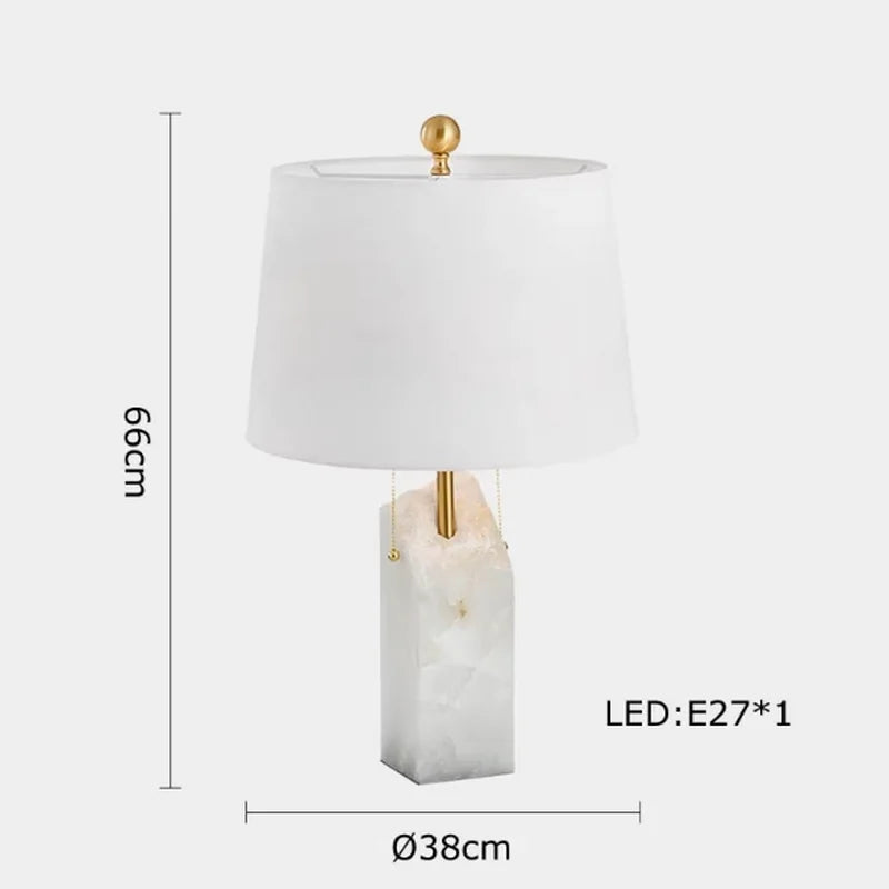 Classy Oriental Design Dimmable LED Desk Lamp Marble Fabric Textile