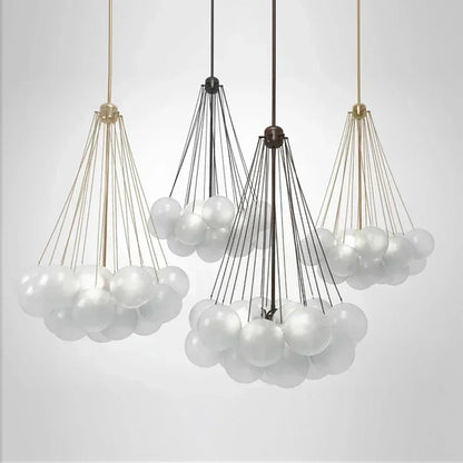 37 Glasses Bubble Chandeliers Frosted Glass Gold Black Pendant Light