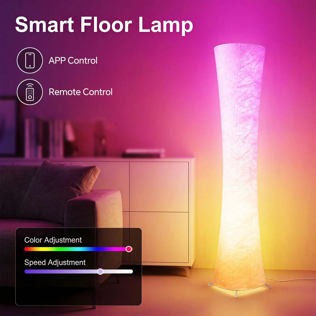 Round LED Floor Lamp with Music Sync and Dimmable 16M Colors