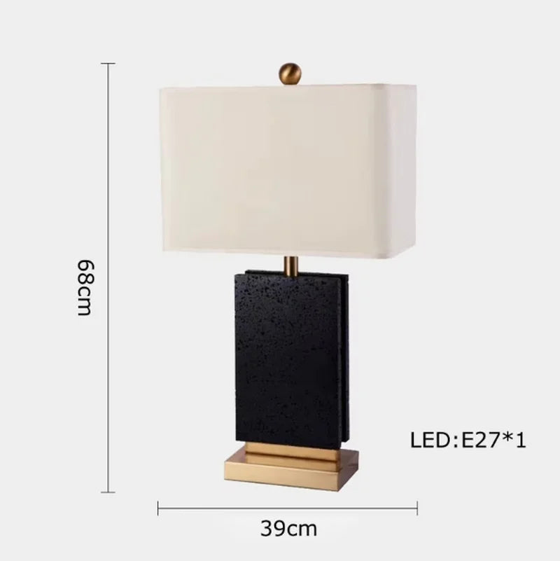 Classy Oriental Design Dimmable LED Desk Lamp Marble Fabric Textile