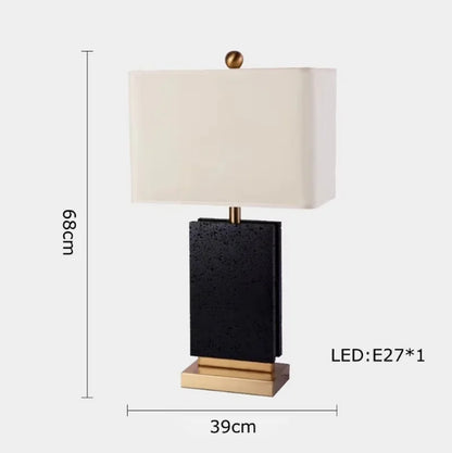 Classy Oriental Design Dimmable LED Desk Lamp Marble Fabric Textile