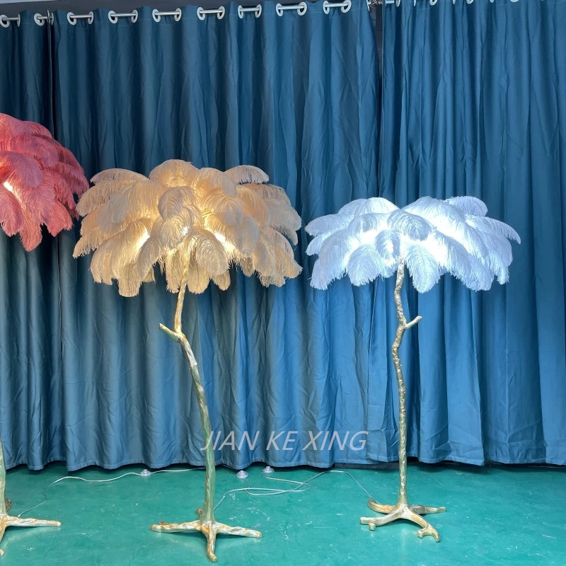 Ostrich Feather Floor Lamp for Living Room Royal Lights & Home Decor