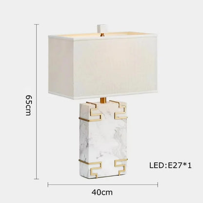 Classy Oriental Design Dimmable LED Desk Lamp Marble Fabric Textile
