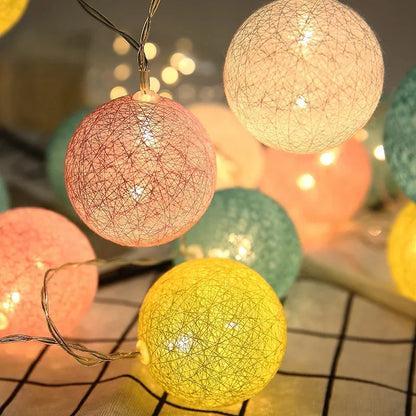 LED Cotton Ball String Fairy Night Lights