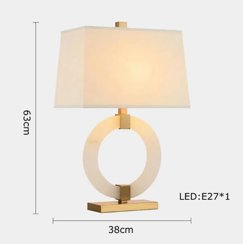Classy Oriental Design Dimmable LED Desk Lamp Marble Fabric Textile