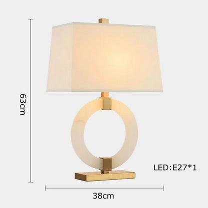Classy Oriental Design Dimmable LED Desk Lamp Marble Fabric Textile