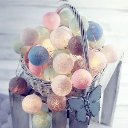 LED Cotton Ball String Fairy Night Lights